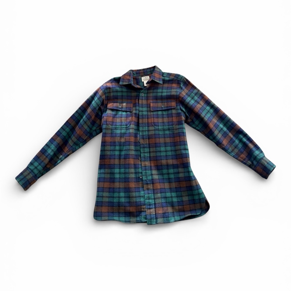 L.L. Bean Traditional Fit Plaid Shirt - Green and Brown